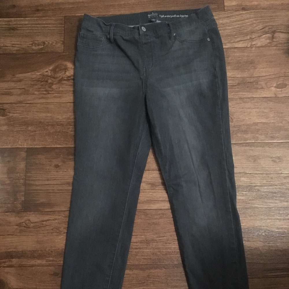 Grey Wash New York & Co Pull On Skinny Jeans
